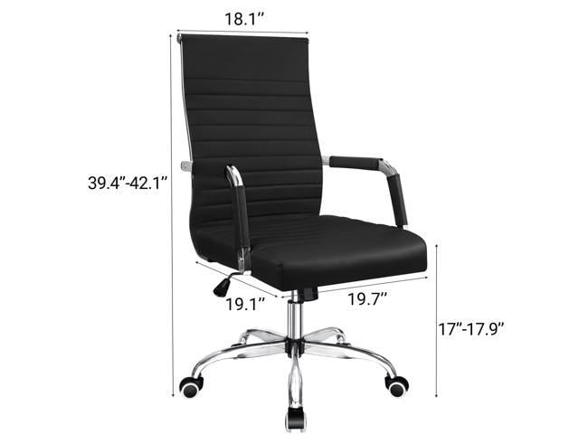 Furmax Ribbed Office Desk Chair Mid-Back PU Leather Executive ...