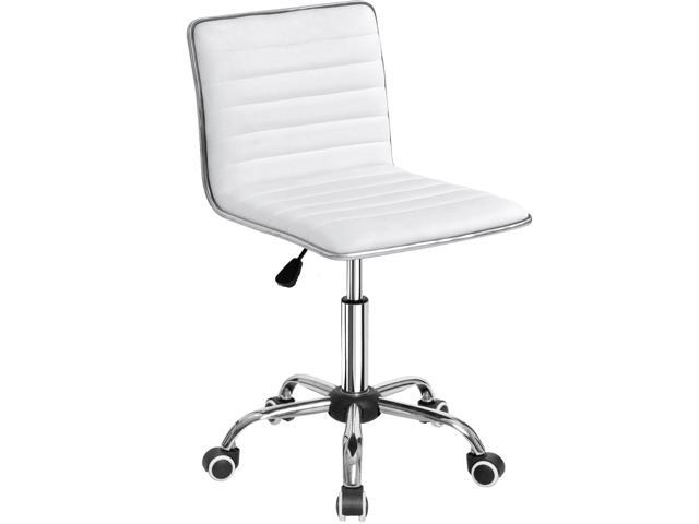 PU Leather Low Back Armless Desk Chair Ribbed Armless Swivel Task Chair Office 