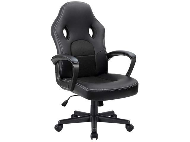 Grey Gaming Chair Ergonomic Executive Office Desk Chair High Back Leather Swivel Computer Racing Chair with Lumbar Support