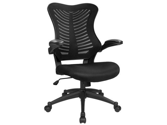 Furmax Mid Back Office Chair Mesh Desk Computer With Flip Arms Swivel Task Ergonomic Headrest And Lumbar Support Black
