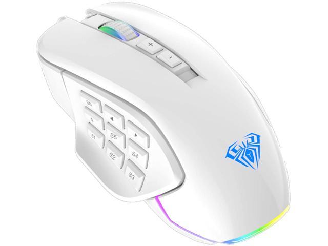 Gaming Mouse Wired [10000 DPI] [Programmable] [RGB Backlit] Ergonomic Game USB Computer Mice RGB Gamer Desktop Laptop PC Gaming Mouse, 9 Buttons for Windows 7/8/10/XP Vista Linux, White