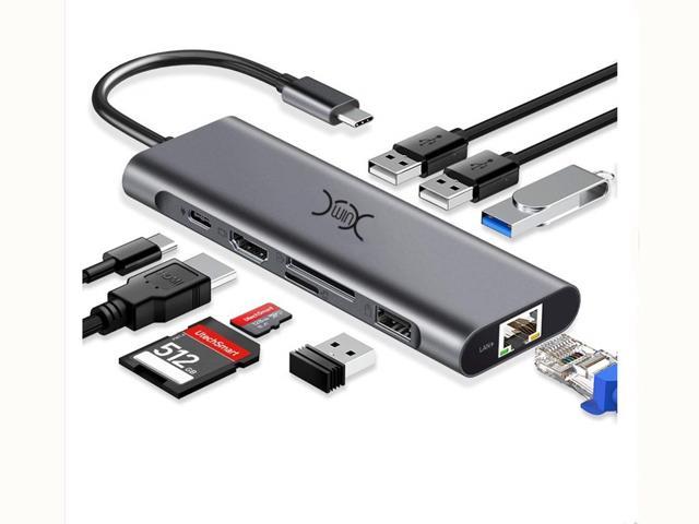 USB C Hub, USB Type C Hub, 9 in 1 USB C to HDMI Adapter with Ethernet,Power  Delivery Type C Charging Port,SD TF Card Reader,4 USB Ports Adapter 