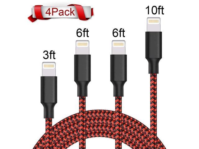 Extra Long Nylon Braided USB Charging&Syncing Cord Compatible with iPhone Xs Max/XS/XR/7/7Plus/X/8/8Plus/6S/6S Plus/SE Silver&Grey iPhone Charger 3/3/6/6/10FT MFi Certified iPhone Cable 5 Pack 