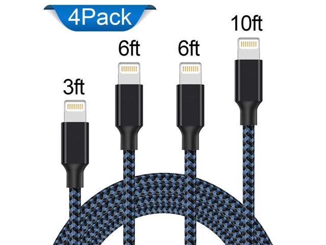 Black&White Extra Long Nylon Braided Charging&Syncing Cord Compatible with iPhone Xs/XR/XS Max/X/7/7Plus/8/8Plus/6S/6SPlus/5/5s/5c iPhone Charger,MFi Certified Lightning Cable,3 Pack 3/6/10FT