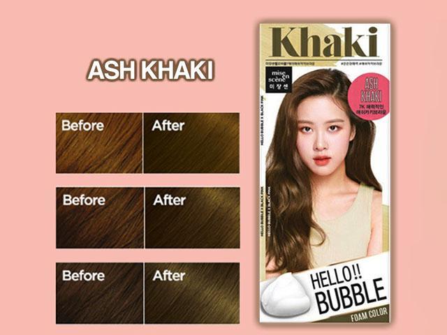 MISE EN SCENE HELLO BUBBLE HAIR DYE FORM COLOR (ASH KHAKI BROWN) Korea Hair  Color Coloring at home Hair Styling Tools 