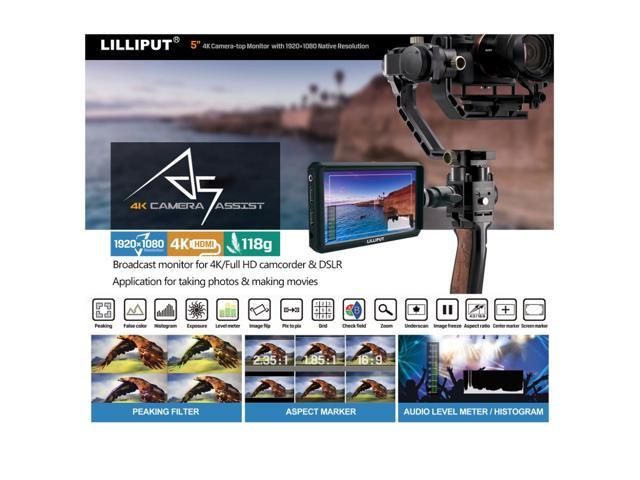 Lilliput A5 5" 1920x1200 8bit 4K HDMI DSLR Camera field monitor F970/LP-E6 Plate 