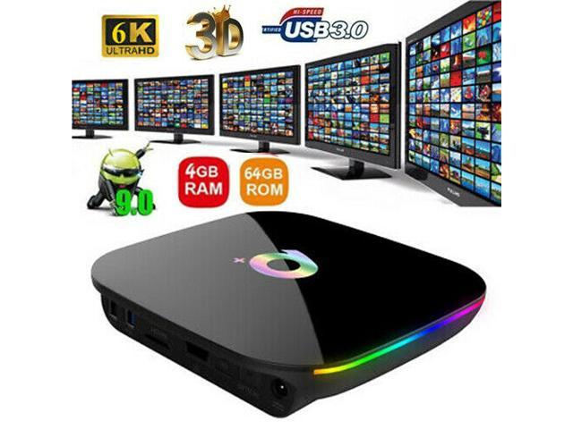 32GB ROM H6 Quad-Core Support 2.4Ghz WiFi 6K HDMI DLNA 3D Smart TV Box Q Plus Android 9.0 TV Box 4GB RAM LOISK Android TV Box 