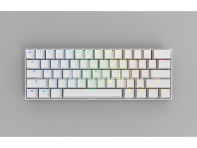 Anne Pro 2 Wired/ Wireless White Gaming Mechanical Keyboard 60% RGB Bluetooth 4.0 PBT Key Cap N-Key Roll Over Type-c Blue Switch (White)