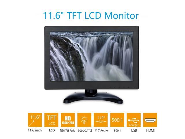 Nexanic 12 inch Monitor TFT HD 1366x768 with Video Audio AV VGA BNC USB HDMI 11.6 inch Display for CCTV Camera PC DVD Laptop