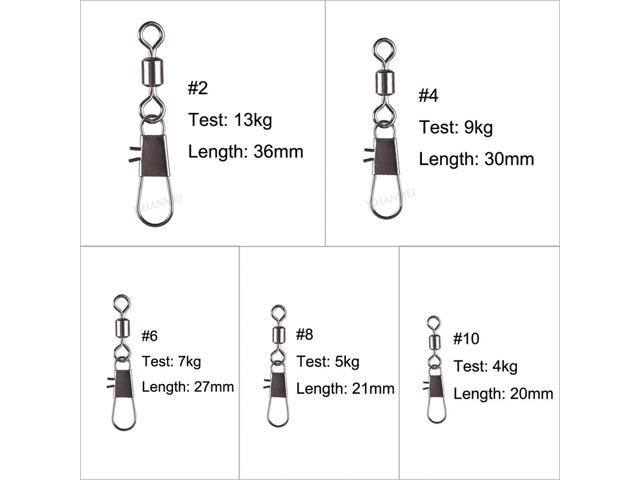 Swivel Snap 300pcs Size 2,4,6,8,10 Fishing Copper Stainless Steel Rolling Lure S 