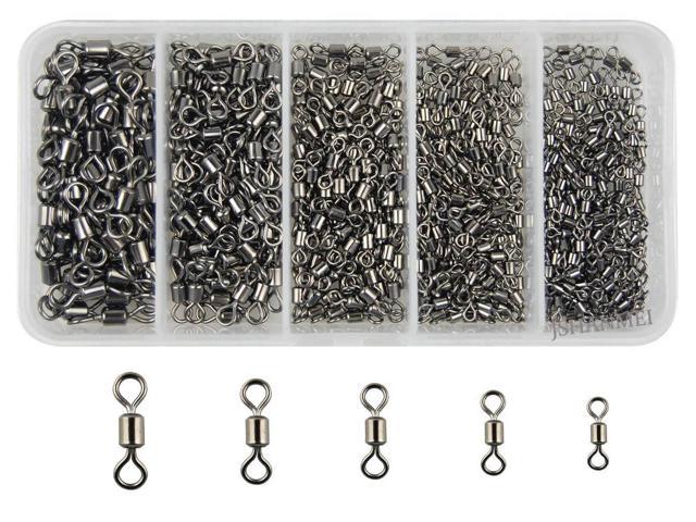 100pcs Fishing Rolling Swivel with Fast Lock Snap Hooks Lure Connector 14#-4/0#