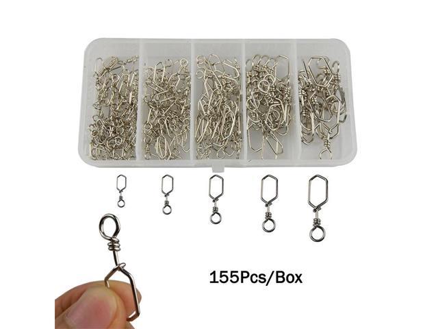 155pcs/set Fishing Square Snaps Pin Connector Stainless Steel Fishing Hook Snaps