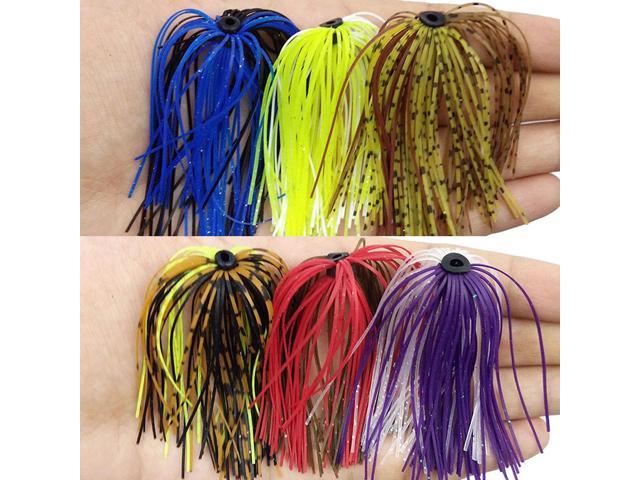 Durable 12 Bundles 50 Strands Silicone Skirt Fishing Rubber Jig Lure Mixed Color for sale online