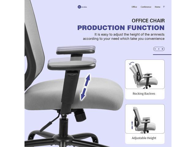 Black Devoko Big and Tall Office Chair 400 lbs Ergonomic Desk Chair with Adjustable Armrests High-Back Computer Chair with Lumbar Support Executive Swivel Conference Chair