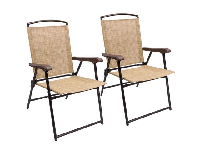 beige sling back patio chairs