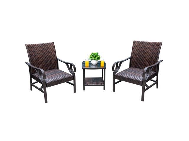 Devoko 3 Pieces Patio Furniture Sets Outdoor Set Wicker Bistro Rattan Chair Modern Conversation With Table For Yard And Newegg Com - Devoko Patio Porch Furniture Sets 3 Pieces