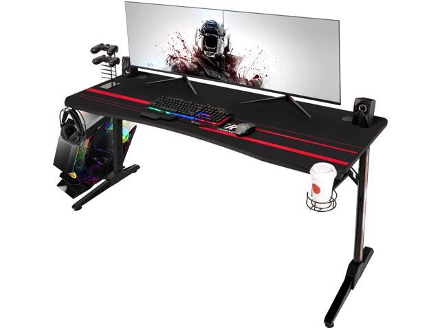 Devoko 55 Inch Gaming Desk T-Shaped PC Computer Table with Free