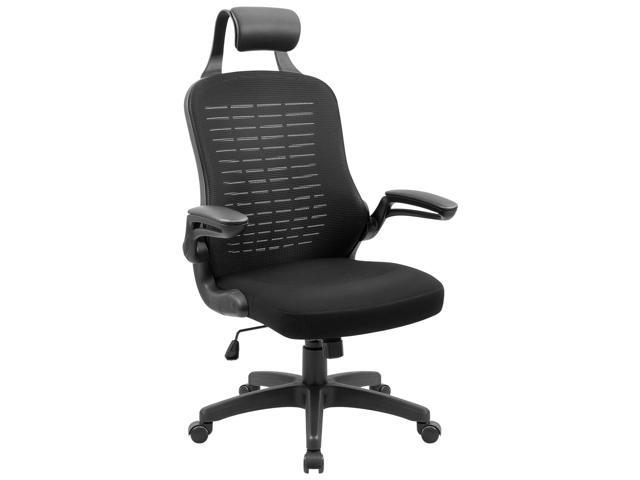Devoko Computer Desk Chair High Back Ergonomic Swivel Mesh Office With Headrest And Flip Up Armrest Black Newegg Com