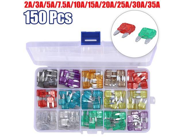 100 Pcs Assorted Vehicle DIY Medium Standard Fuses Box Kit 5 7.5 10 15 20 25 30A