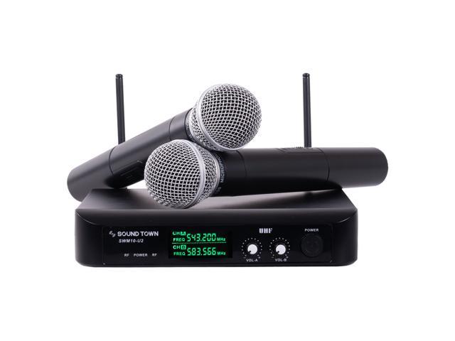 Photo 1 of new --Sound Town Professional Dual-Channel UHF Wireless Microphone System with 2 Handheld Mics, for Church, Business Meeting, Outdoor Wedding and Karaoke