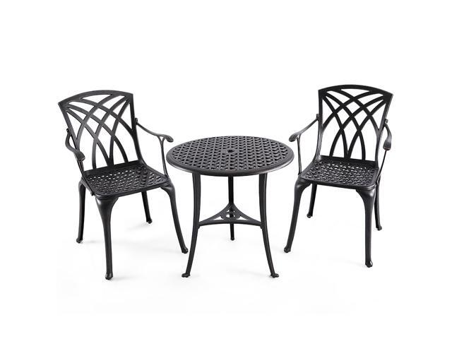 Nuu Garden Outdoor 3 Piece Powder Coated Cast Aluminum Patio Bistro Set With 26 Round Table And Arm Chairs Antique Bronze Newegg Com