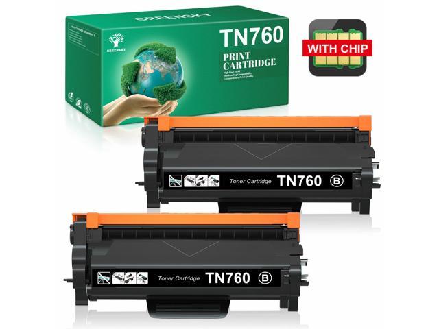 2 PK TN760 for Brother TN-760 Toner with Chip DCP-L2550DW HL-L2395DW MFC-L2750DW