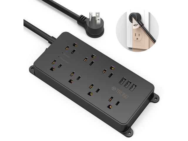 TROND Surge Protector Power Strip with 3 USB Ports, ETL Listed, 7 Widely-Spaced Outlets, Flat Plug, 1700 Joules, 5ft Extension Cord, Wall Mountable, Black