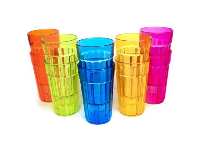 Set of 20 Plastic Tumblers,12oz Unbreakable Small Cups in 5 Assorted Colors,Honla 