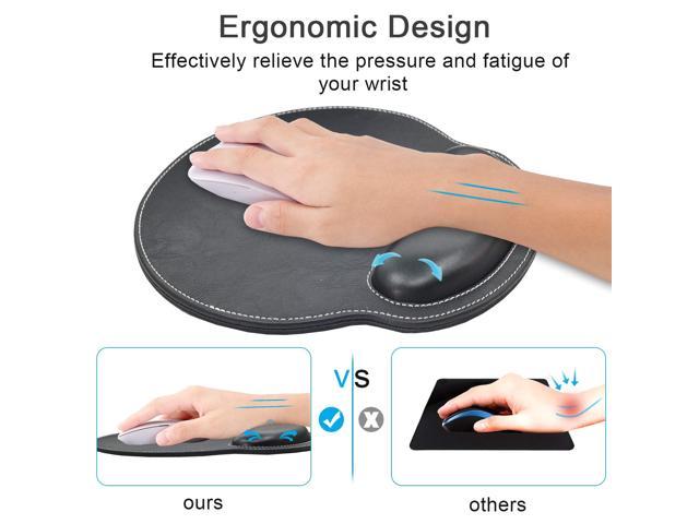 Ergonomic Mouse Pad Set Keyboard Wrist Rest Pad and Mousepads with Wrist Support,iVeze Pu Leather Memory Foam Lightweight Comfortable Mouse Pads for Home Office Efficient Working White