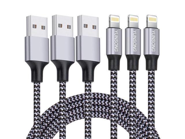Lightning Cable iPhone Charger XnewCable 4Pack Gray Apple MFi Certified Nylon Braided Long Fast USB Cord Compatible for iPhone 11Pro MAX Xs XR X 8 7 6S 6 Plus SE 5S 5C 6ft 6ft 3ft 3ft 