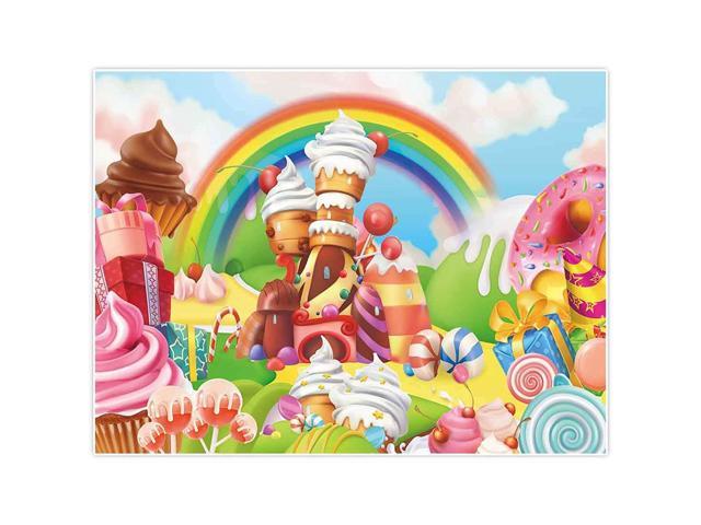 Allenjoy 8x6ft Lollipop Candyland Backdrop Sweet Cartoon Rainbow Party  Supplies for Girls Princess 1st First Birthday Decorations Photography  Cupcake Icecream Donut Candy Photo Booth Background Props 