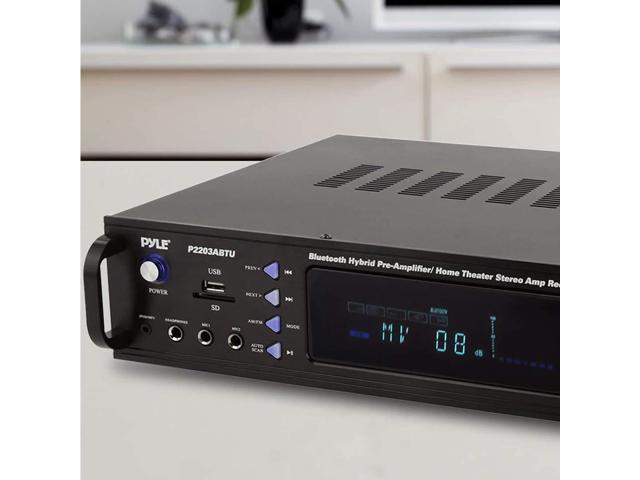 Pyle 4-Channel Bluetooth Home Power Amplifier 2000 Watt Audio Stereo  Receiver w/ Speaker Selector, AM FM Radio, USB/ SD Card Reader, Karaoke  Microphone Input Home Entertainment System