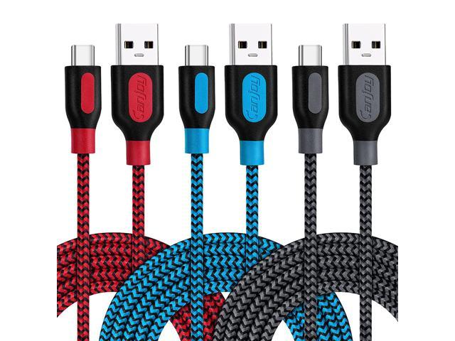 iPad Pro 2018 USB Type C Cable Premium Nylon USB-C Charging Type C Cable for Samsung Galaxy S10 / S9 / S8 / Note 8 3M LG V20 / G5 / G6 and More Black