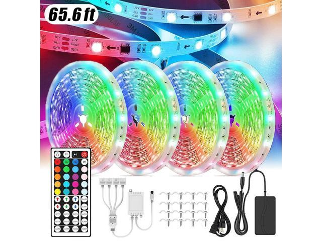 66FT Flexible 3528 RGB LED SMD Strip Light Remote Fairy Lights Room TV Party Bar