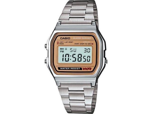 digital watch with metal band