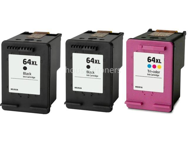 Refurbished 3pk Replacement Hp 64xl Black Color For Hp Envy 6220