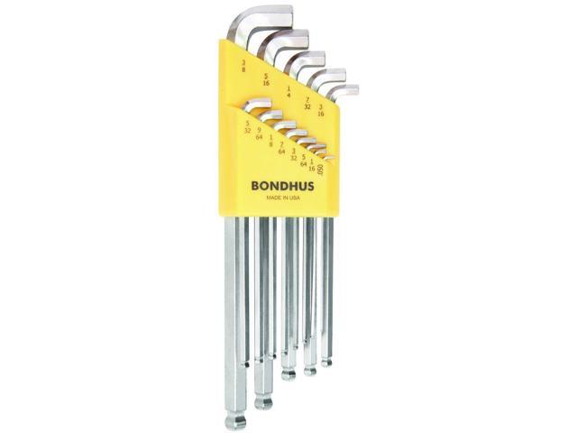 Bondhus 16799 9 Piece Stubby Ball End Tip Hex Key L-Wrench Set BriteGuard Finish
