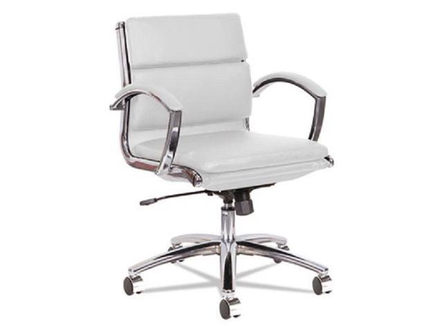 Low Back White Leather Office Chair With Padded Arms Newegg Com