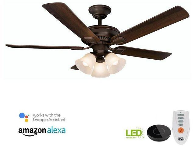 Hampton Bay 52 Inch Ceiling Fan Light Kit 5 Blade Bronze Smart