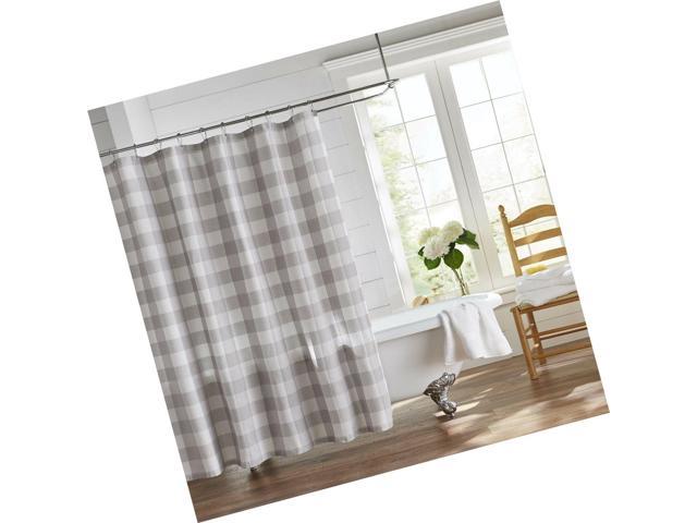 72 X 72 Gray/White Elrene Home Fashions Farmhouse Living Buffalo Check Shower Curtain