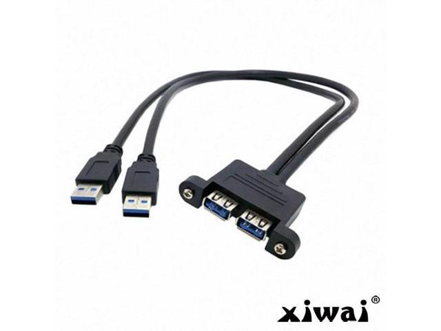 US, Cable Length: Other Cables Combo Two USB 3.0 Male to USB 3.0 Female Extension Cable 50cm with Screw Panel Mount Holes 