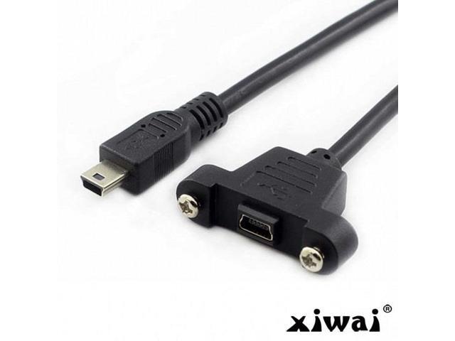 Panel Mount Type Mini USB 5Pin Male to Female Extension Adapter Cable with Screw