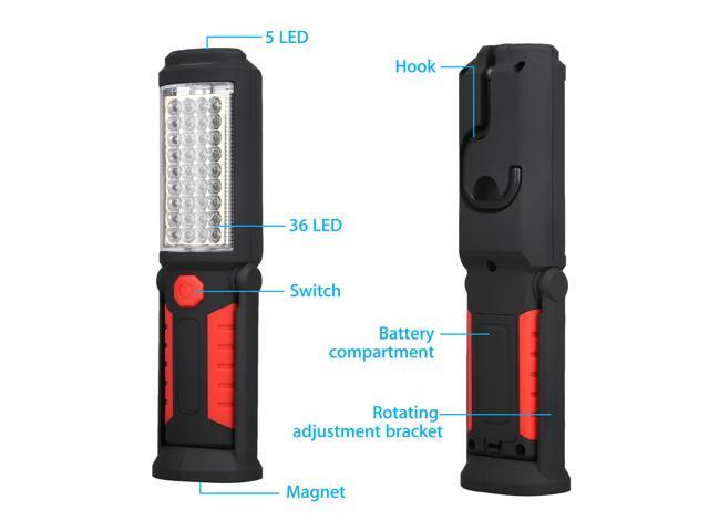 36+5LED Magnetic Work Light Battery Operated Inspection Lamp Torch