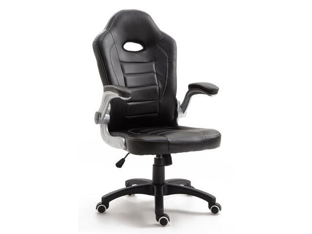 Samincom High Back Desk Office Chair With Flip Up Armrests Large Racing Sport Computer Thick Seat And Tilt Function Executive Swivel