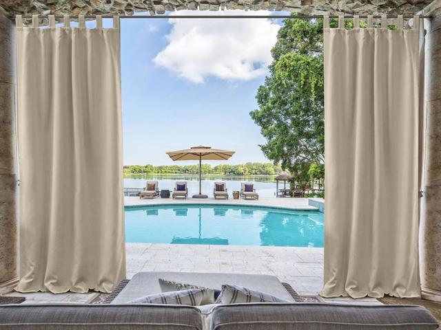 Chadmade Outdoor Waterproof Curtain Beige Tab Top Drape 84 W X
