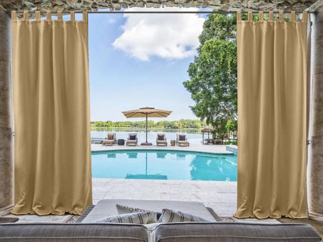 Chadmade Outdoor Waterproof Curtain Wheat Tab Top Drape 72 W X