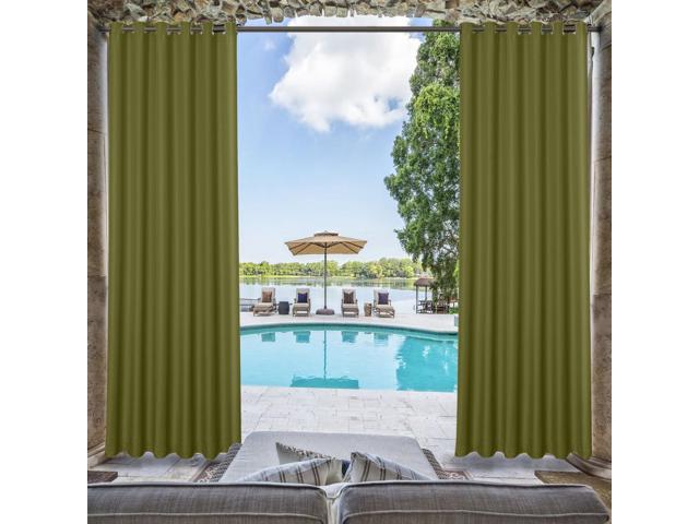 Chadmade Outdoor Waterproof Curtain Olive Grommet Drape 72 W X