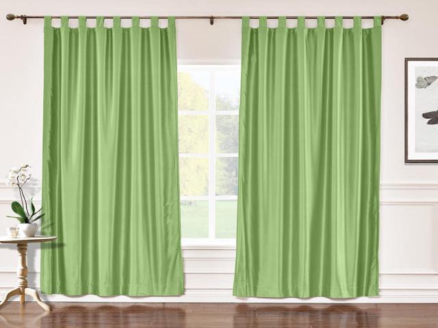 Chadmade 100 W X 96 L Tab Top Faux Silk Curtains With Blackout