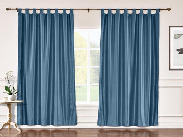 Chadmade 52 W X 63 L Tab Top Faux Silk Curtains With Blackout