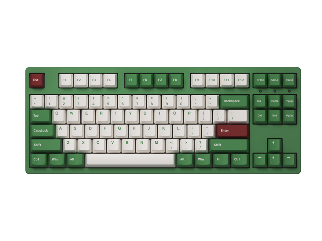 Akko 3087DS Matcha Red Bean Full Size Gaming Mechanical Keyboard Programmable with OEM Profiled PBT Doubleshot Keycaps and N-Key Rollover Green&Red
